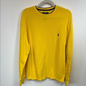 Polo by Ralph Lauren Yellow and Navy Long Sleeve Men's Sweater Size L